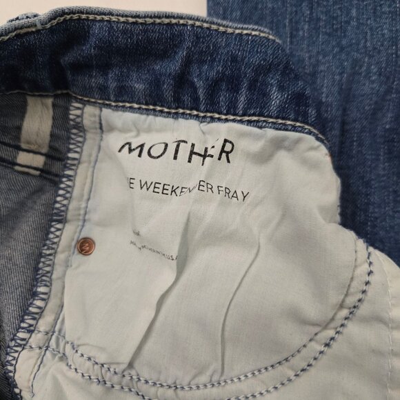 MOTHER Size 26 The Weekend Fray Hem Flare Jeans in Groovin Wash Women's - Picture 12 of 15